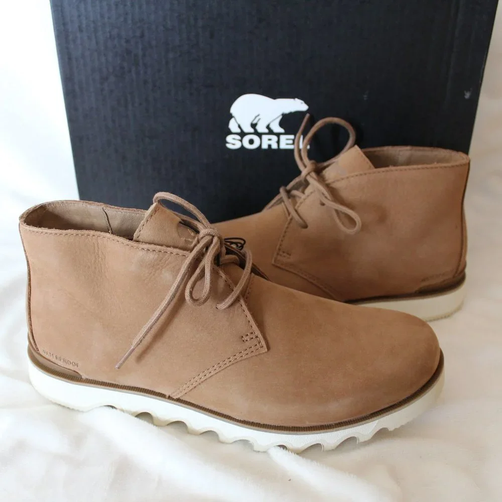 NIB‎ MEN'S SOREL CHUKKA SUEDE WATERPROOF BOOTS TAN BEIGE